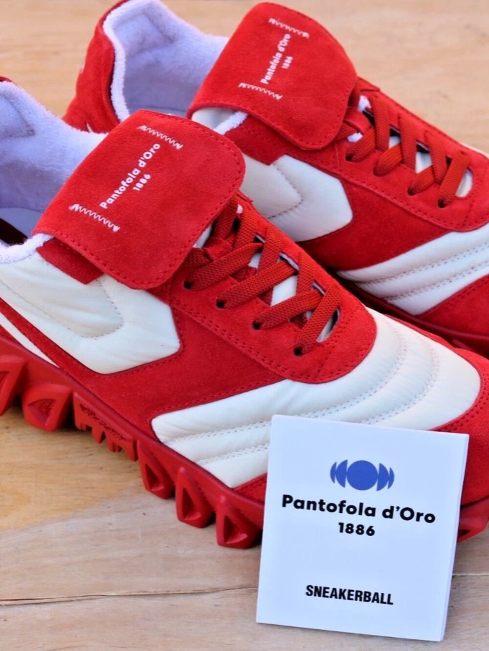 Pantofola d'Oro Sneakerball Red Leather Suede Sneakers Mens 8 Vibram | New inBox